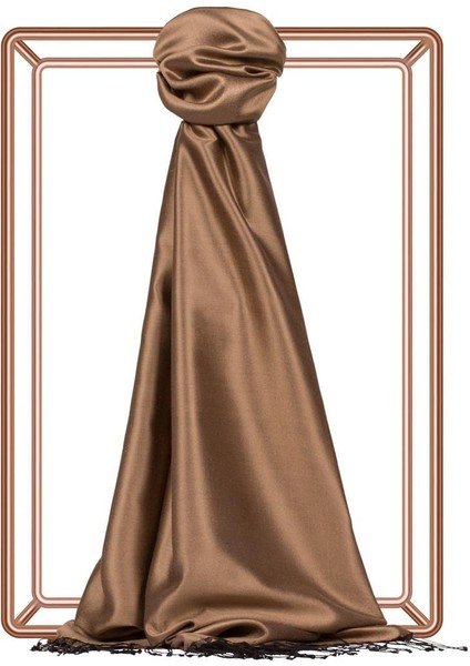 Ipekevi Çift Taraflı Düz Renk Ipek Şal 00927-SÜTLÜ Kahve