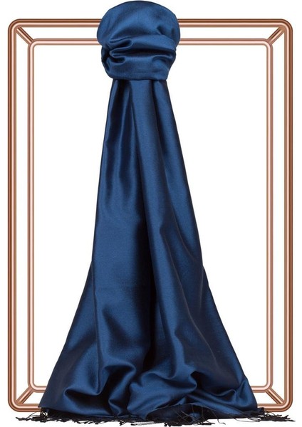 Ipekevi Çift Taraflı Düz Renk Ipek Şal 00927-OKYANUS Mavi