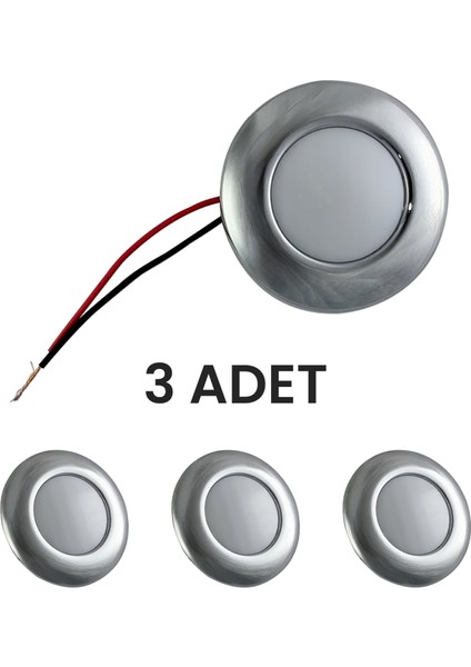 Ufo Tavan Lambası 75 mm - 12V (Tekne & Karavan Uyumlu) 3 Adet