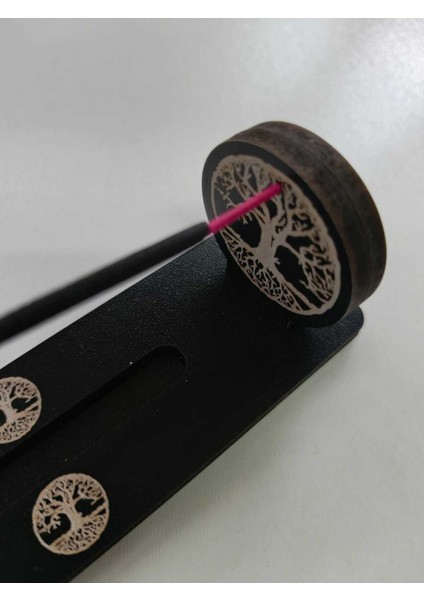 3 Adet Hayat Ağacı Işareti Detaylı Ahşap Mdf Tütsülük – 24 cm | Meditasyon ve Yoga Uyumlu