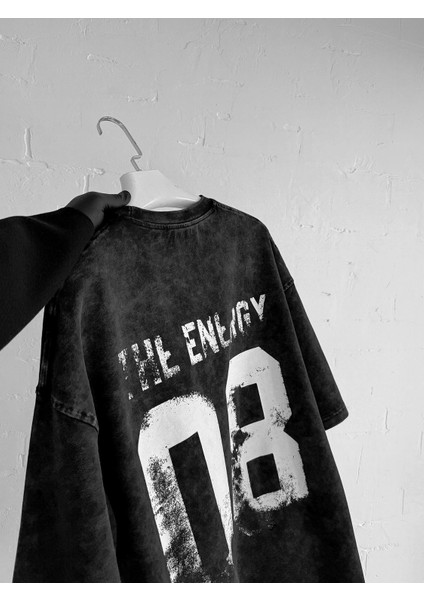 Erkek Eskitme Efektli Yıkamalı Baskılı Oversize T-Shirt Siyah fırsatları