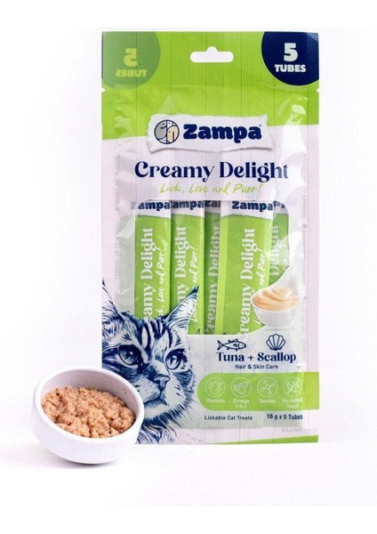 Creamy Delight Ton Balıklı & Deniz Taraklı Kedi Krema Ödül Maması - 16G x 5
