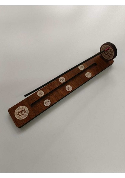 3 Adet Lotus Çiçeği Motifli Ahşap Mdf Tütsülük – 24 cm | Spiritüel Dekoratif Tasarım