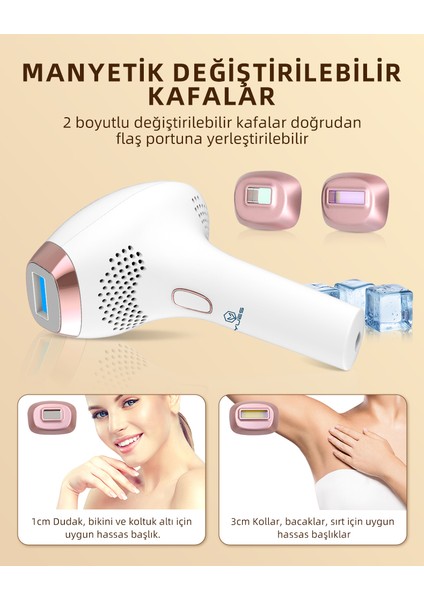 Ipl Buz Başlıklı Lazer Epilasyon 9 Modlu Epilasyon Cihazı Skin Collagen Azaltıcı Acısız