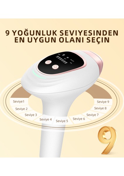 Ipl Buz Başlıklı Lazer Epilasyon 9 Modlu Epilasyon Cihazı Skin Collagen Azaltıcı Acısız