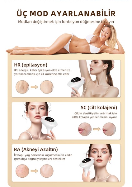 Ipl Buz Başlıklı Lazer Epilasyon 9 Modlu Epilasyon Cihazı Skin Collagen Azaltıcı Acısız