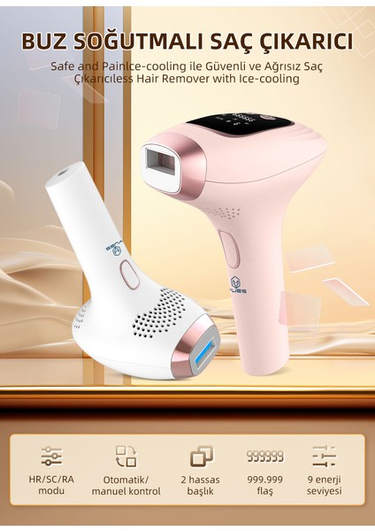 Ipl Buz Başlıklı Lazer Epilasyon 9 Modlu Epilasyon Cihazı Skin Collagen Azaltıcı Acısız modelleri