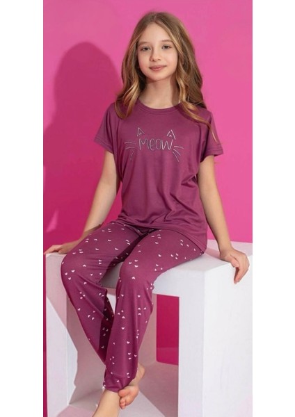 Kız Çocuk Milan Kumaş Kısa Kollu Pijama Takımı
