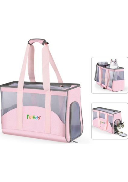 Funadd FA1002 Naylon Kumaş Pet Kedi Taşıma Çantası Küçük Köpek Için Tote Çanta-Pembe (Yurt Dışından)