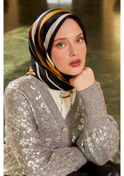 Hardal Yarım Daire Twill İpek Eşarp fiyatları