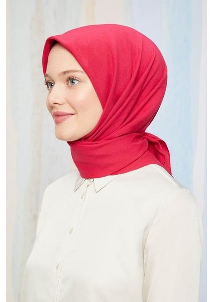 Fuşya Pamuk Cazz Kare Eşarp
