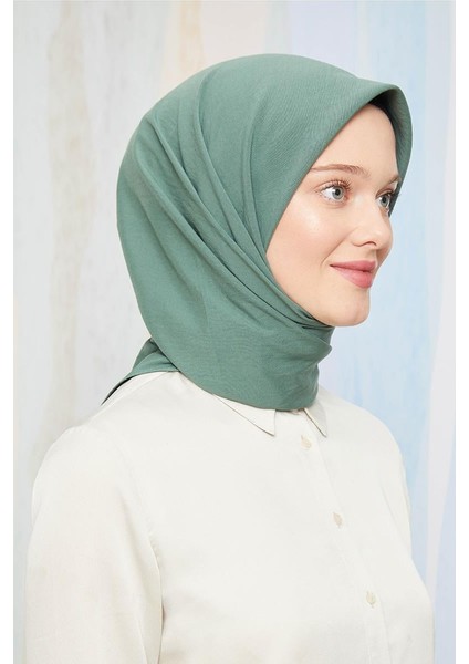 Koyu Yeşil Pamuk Cazz Kare Eşarp