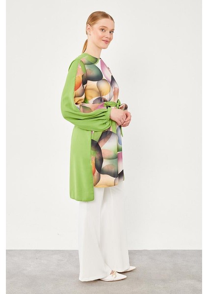 Yeşil Balon Desen Belden Bağlamalı Tunik modelleri