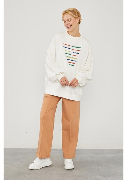 Camel Beli Lastikli Kuşgözü Detaylı Pantolon