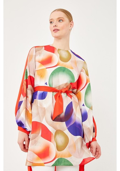 Kırmızı Balon Desen Belden Bağlamalı Tunik fırsatları