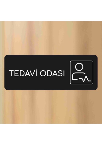 Tedavi Odası Alüminyum Ofis Departman Kapı Isimliği, Yönlendirme Levhası 24X9 cm Siyah