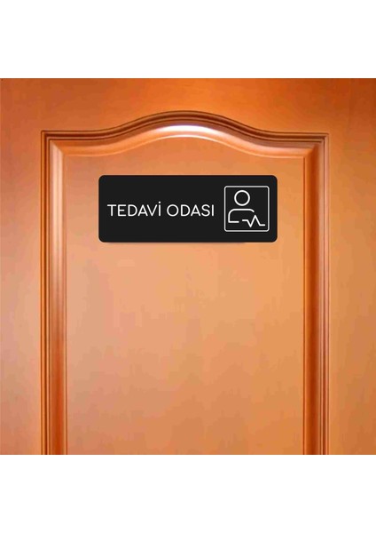 Tedavi Odası Alüminyum Ofis Departman Kapı Isimliği, Yönlendirme Levhası 24X9 cm Siyah modelleri