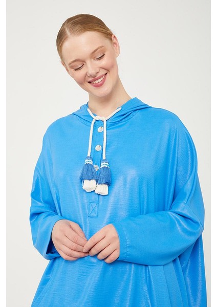 Saks Kanguru Çepli Parlak Kumaş Tunik indirimleri