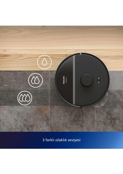 3000 Serisi Islak Kuru Moplu Siyah Robot SÜPÜRGE,4000 Pa, Sert Zemin ve Halıya Uygun