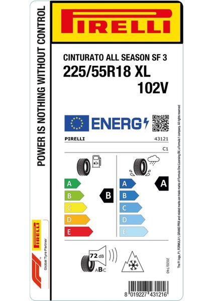 225/55R18 102V Xl Cınturato As Sf3 Dört Mevsim Lastiği (2024) modelleri