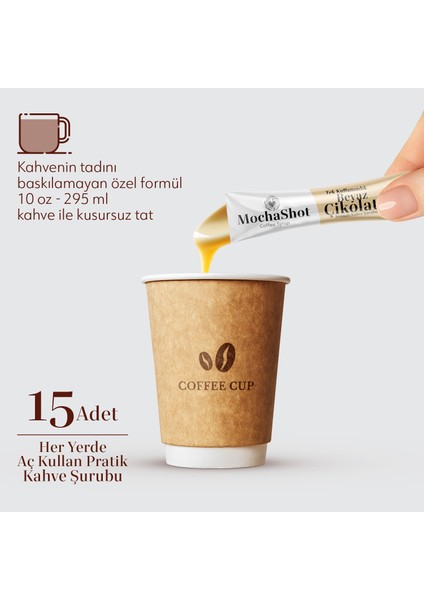 Mochashot Beyaz Çikolata Aromalı Tek Kullanımlık Kahve Şurubu 20 ml x 15 Adet