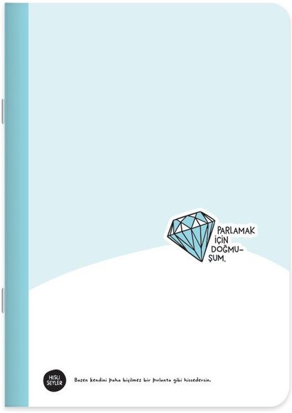 Kareli Tel Dikişli Stickerli Defter 18,5 x 26 cm - Parlamak Için Doğmuşum