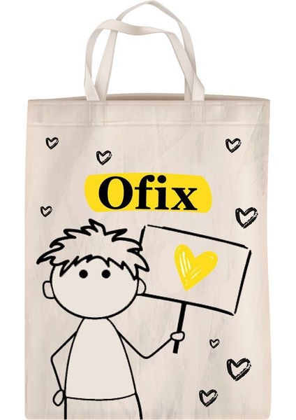 X-Plus Bez Torba Ofix Özel Baskılı 30 x 40 cm - Ekru