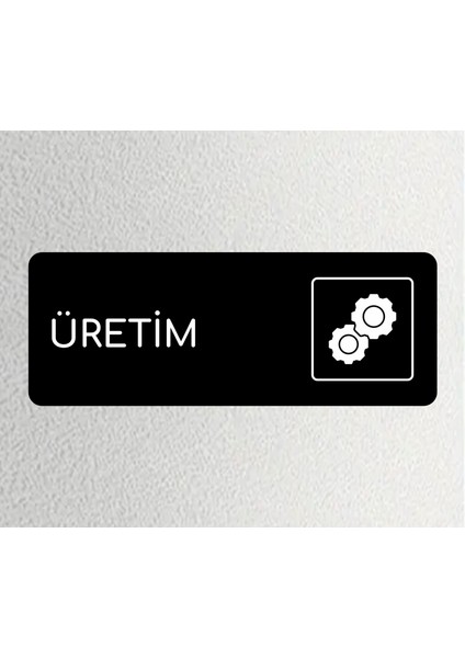 Üretim-Ofis Departman Kapı Isimliği, Yönlendirme Levhası 24X9 cm Siyah Renk