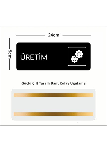 Üretim-Ofis Departman Kapı Isimliği, Yönlendirme Levhası 24X9 cm Siyah Renk fiyatları
