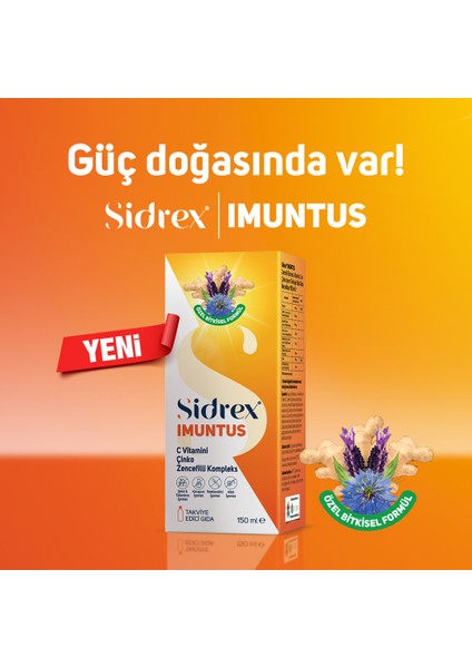 Imuntus Zencefil Ekstresi Vitamin C ve Çinko İçeren Takviye Edici Gıda
