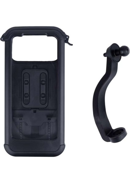 Motosiklet Bisiklet Için Su Geçirmez Ayna Bağlantılı Telefon Tutucu (Siyah)