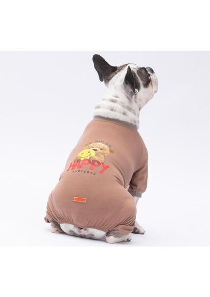 Happy Teddy Bear Kedi Köpek Pijaması - Kedi Köpek Tulumu - Kedi Köpek Kıyafeti