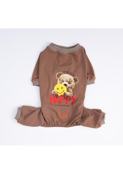 Happy Teddy Bear Kedi Köpek Pijaması - Kedi Köpek Tulumu - Kedi Köpek Kıyafeti fırsatları