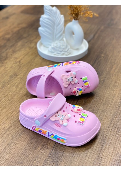 Kız Çocuk Sevimli Figürlü Kaydırmaz Taban Sandalet Terlik Deniz Havuz Bahçe Terlik, Bebek Sandalet