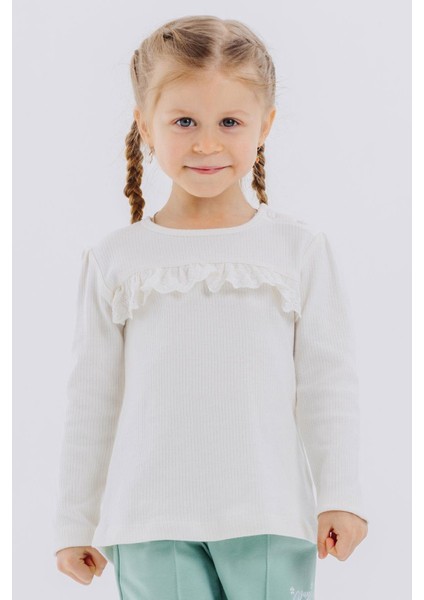 Kız Çocuk Uzun Kollu Tişört Güpürlü 1-4 Yaş, Ekru modelleri