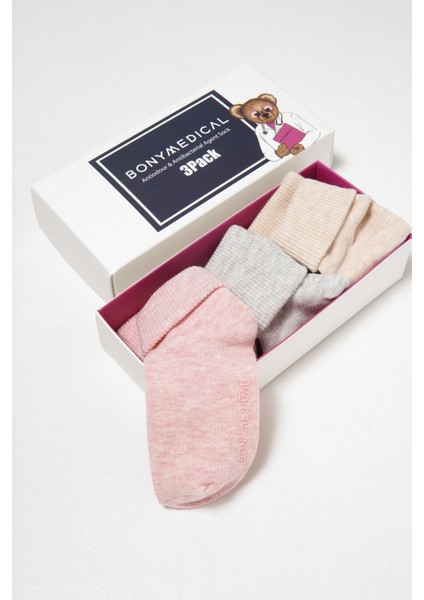 3 Lü Paket Medikal Bebek Çorap Pembe Desenli fiyatları
