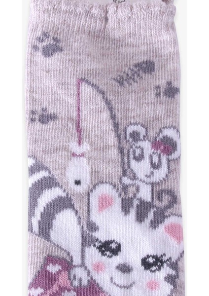 Kız Çocuk Soket Çorap Obur Kedili 1-2-7-8 Yaş, Bej fiyatları