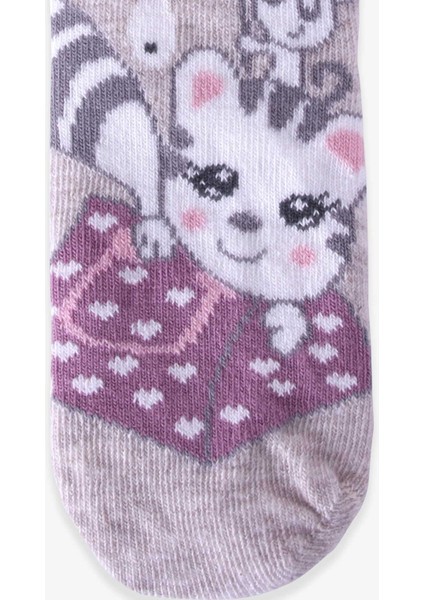 Kız Çocuk Soket Çorap Obur Kedili 1-2-7-8 Yaş, Bej modelleri