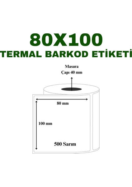 80X100 Termal Barkod Etiketi 48 Adet Rulo