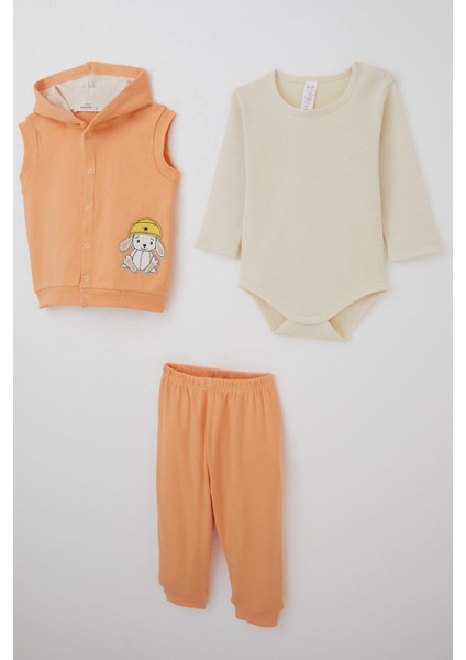 Kız Bebek Zıbınlı 3 Lü Takım Sevimli Şapkalı Köpekçik Nakışlı 4 Ay-1 Yaş, Somon fiyatları