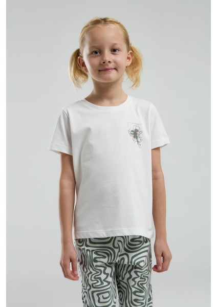 Kız Çocuk Göğsü Baskılı Pijama Takım