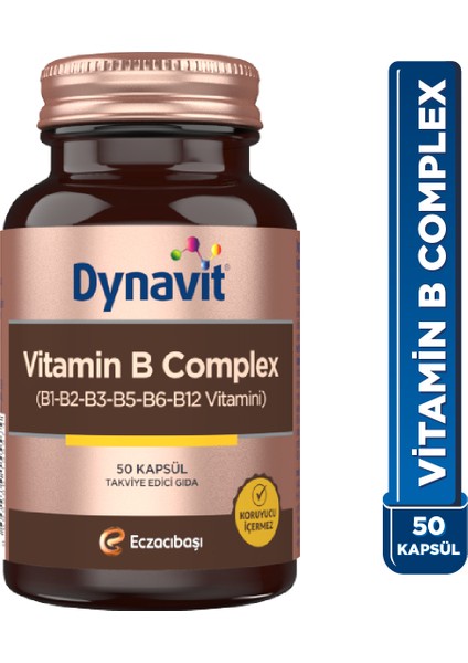 Vitamin B Complex 50 Kapsül - B1-B2-B3-B5-B6-B12 Vitamini