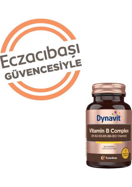 Vitamin B Complex 50 Kapsül - B1-B2-B3-B5-B6-B12 Vitamini