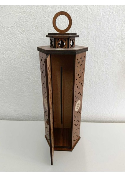 Ahşap Mdf Kapılı Tütsülük | Krem & Ceviz Renk | 10X35 cm | Yedek Tütsü Saklama Alanlı fiyatları