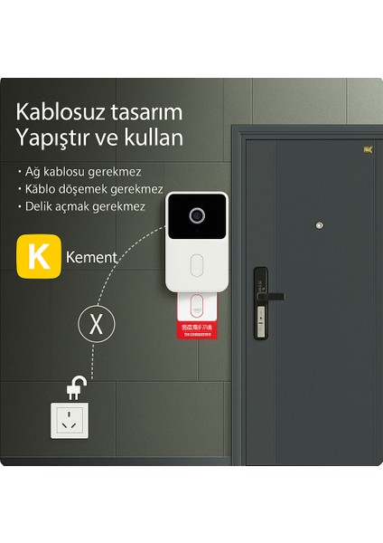 Kablosuz Akılı Görüntü Kameralı Kapı Zili CMR36