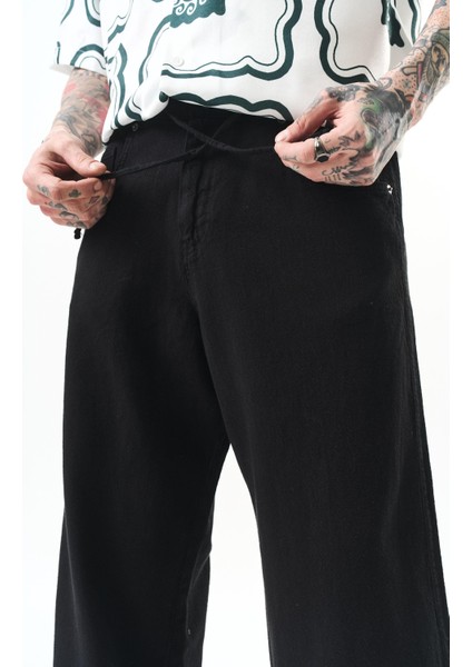 Erkek Parça Boya Baggy Pantolon Siyah indirimleri