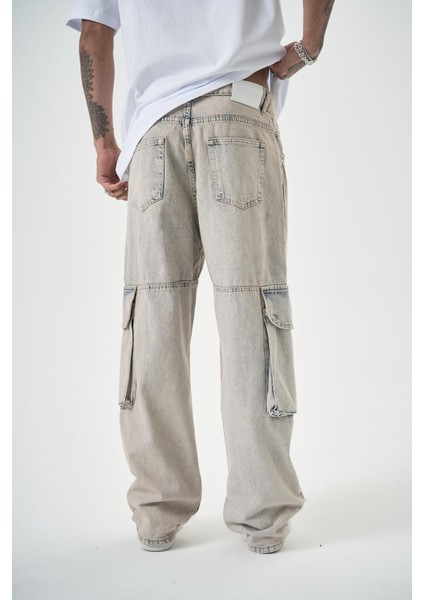 Erkek Washed Paraşüt Kargo Baggy Pantolon A.mavi