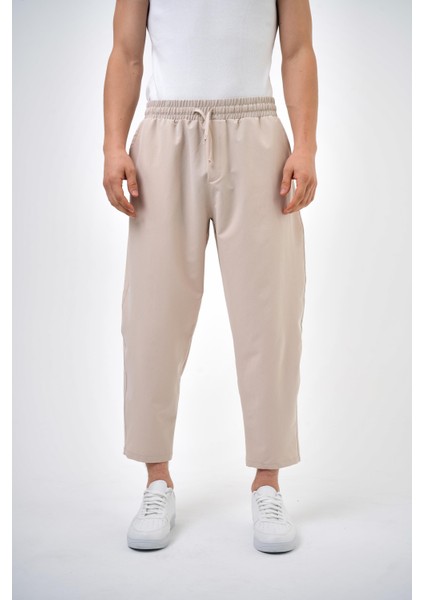 Erkek Regular Fit Düz Paça Pantolon Bej