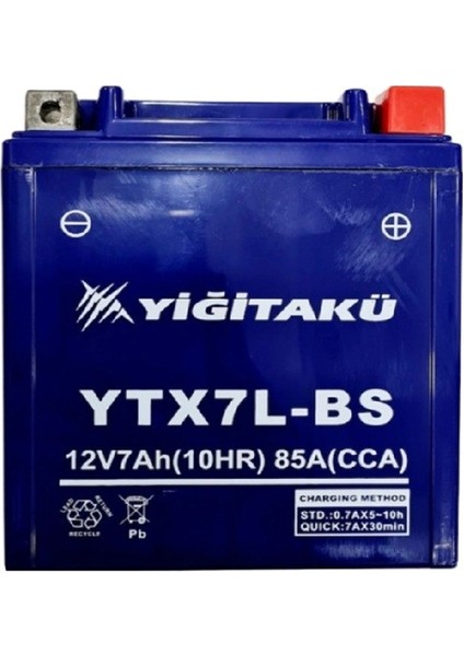 12V 7A YTX7L 7 Yüksek Motosiklet Aküsü Ebatlar: 113 x 70 x 132MM