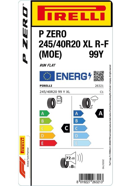 245/40 R20 99Y Xl Rft P Zero Moe Oto Yaz Lastiği (Üretim Yılı:2023) fırsatları